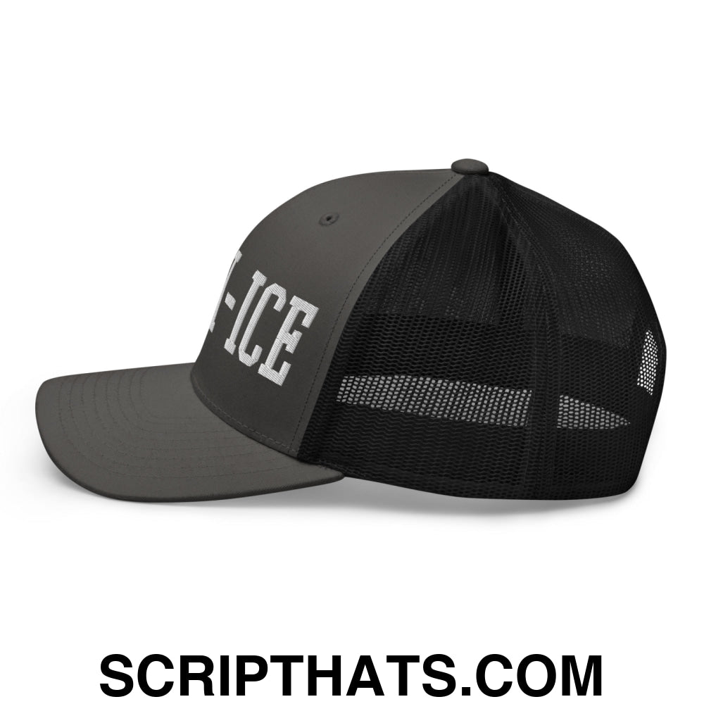 Anti-ICE Embroidered Mesh Trucker Hat Charcoal Black