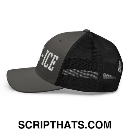 Anti-ICE Embroidered Mesh Trucker Hat Charcoal Black