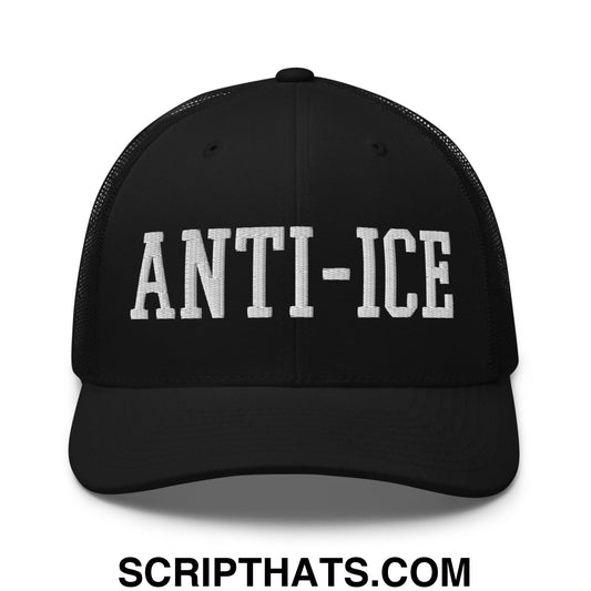 Anti-ICE Embroidered Mesh Trucker Hat Black