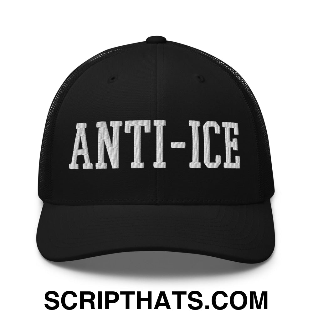 Anti-ICE Embroidered Mesh Trucker Hat Black