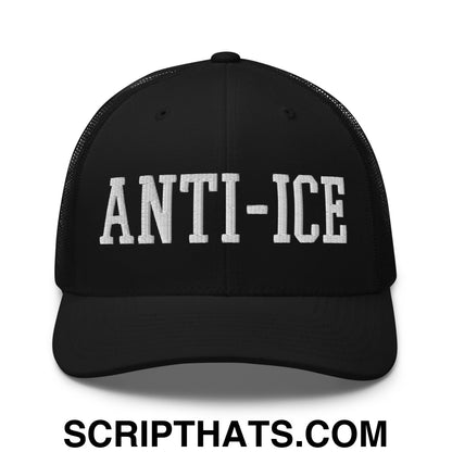 Anti-ICE Embroidered Mesh Trucker Hat Black