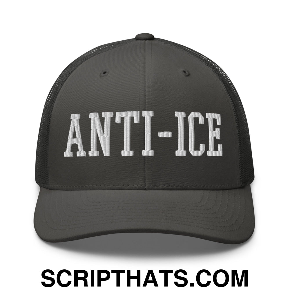 Anti-ICE Embroidered Mesh Trucker Hat Charcoal