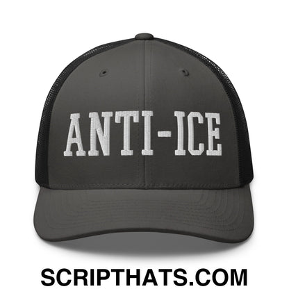 Anti-ICE Embroidered Mesh Trucker Hat Charcoal Black