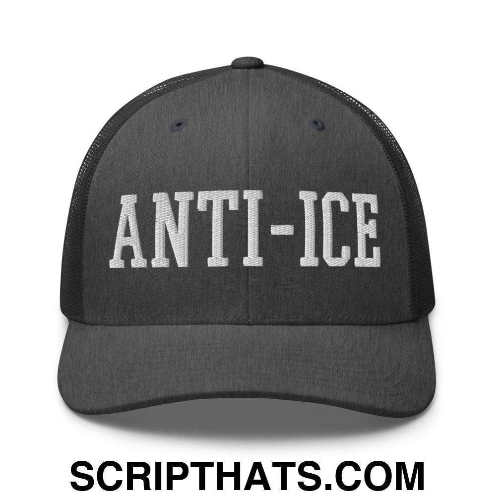 Anti-ICE Embroidered Mesh Trucker Hat Dark Heather Gray