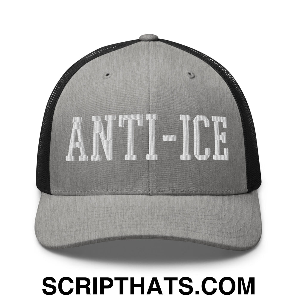 Anti-ICE Embroidered Mesh Trucker Hat Heather Black