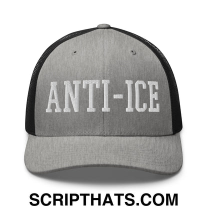 Anti-ICE Embroidered Mesh Trucker Hat Heather Black