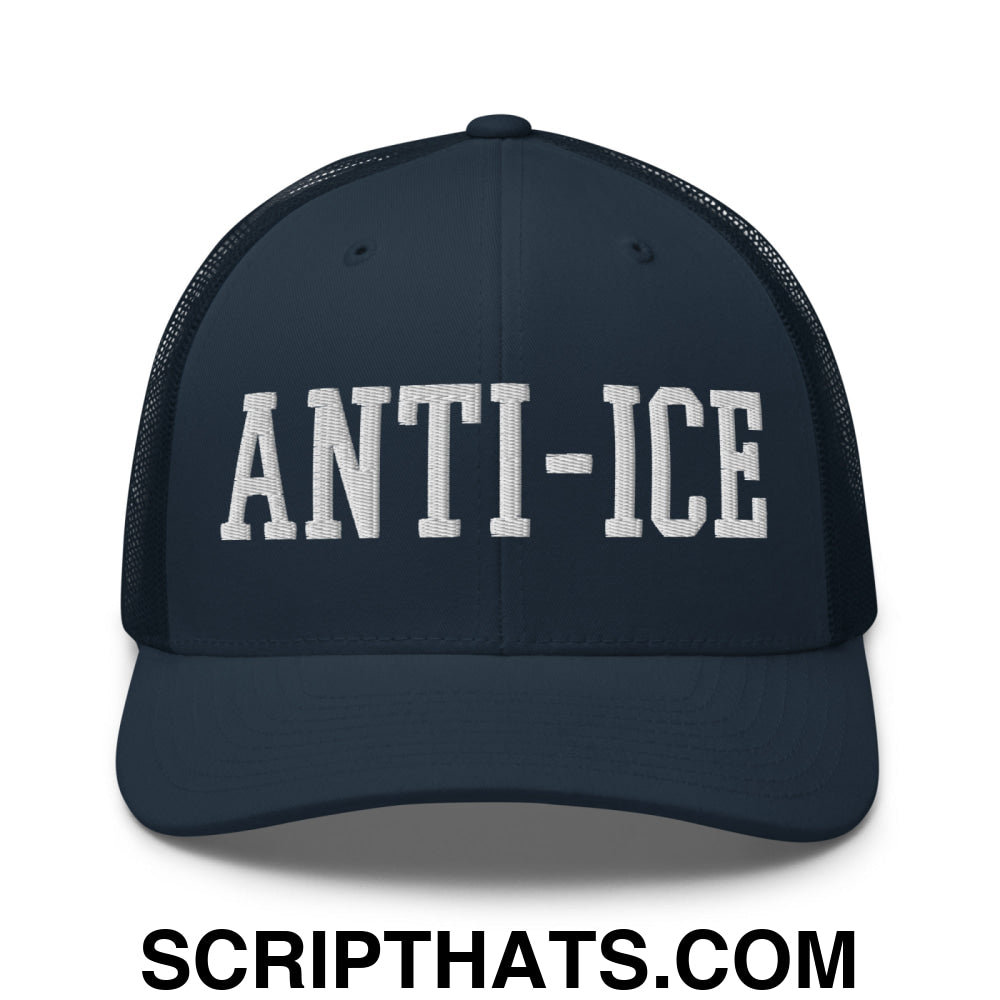 Anti-ICE Embroidered Mesh Trucker Hat Navy