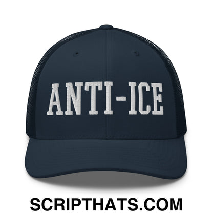 Anti-ICE Embroidered Mesh Trucker Hat Navy