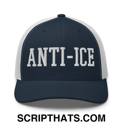 Anti-ICE Embroidered Mesh Trucker Hat Navy White