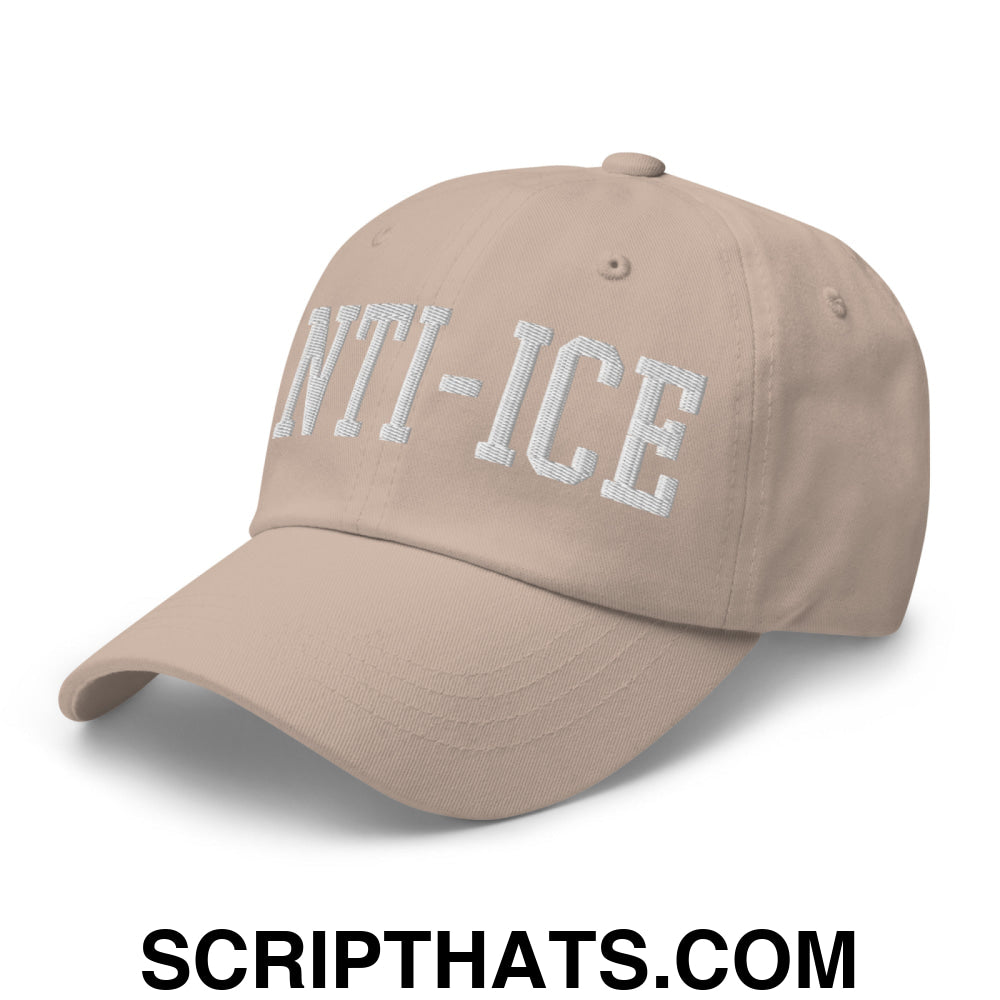 Anti-ICE Embroidered Unstructured Dad Hat Stone