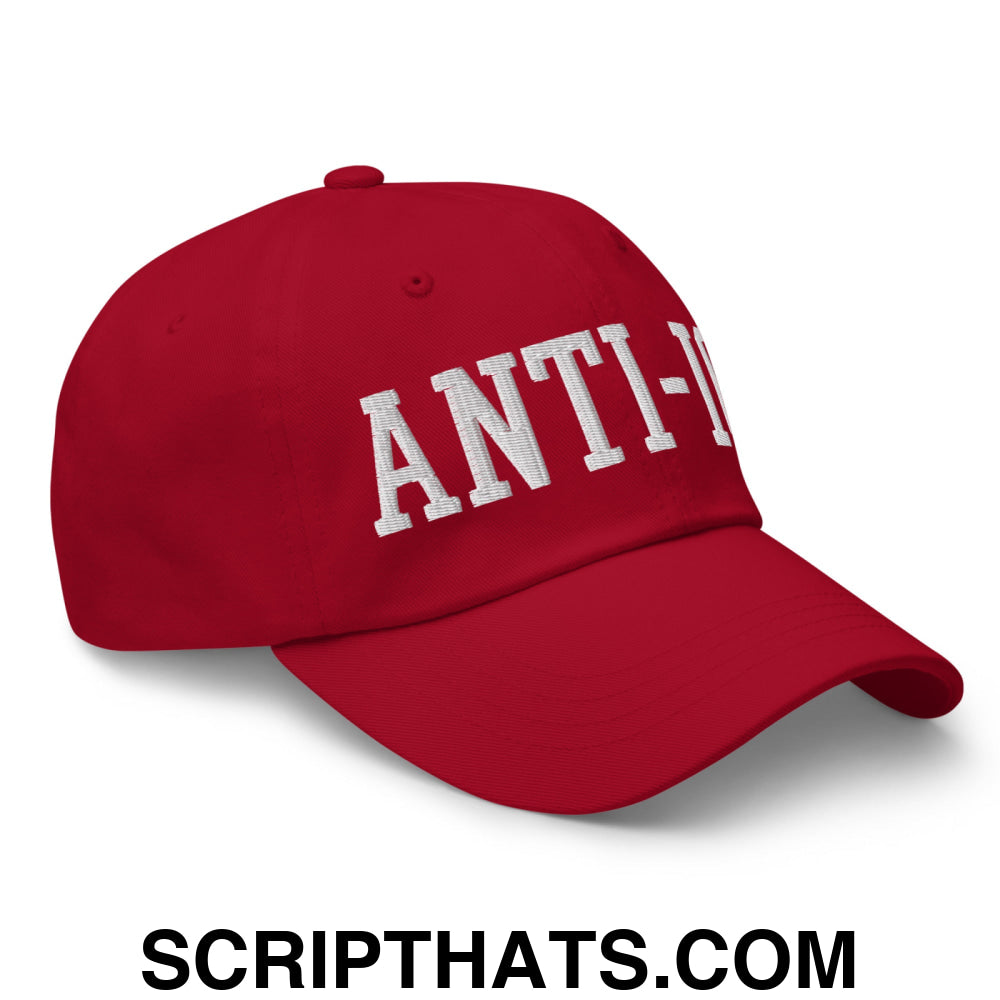 Anti-ICE Embroidered Unstructured Dad Hat Cranberry