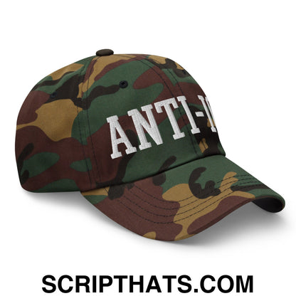 Anti-ICE Embroidered Unstructured Dad Hat Green Camo