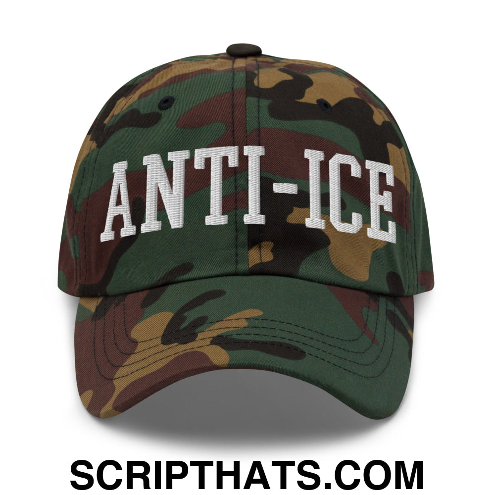 Anti-ICE Embroidered Unstructured Dad Hat Green Camo