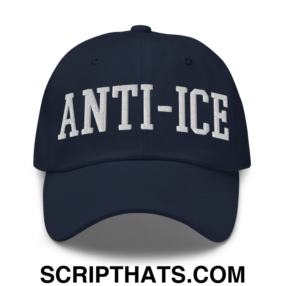 Anti-ICE Embroidered Unstructured Dad Hat Navy