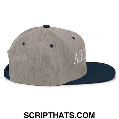 Architect Embroidered Flat Bill Brim Snapback Hat Heather Grey Navy