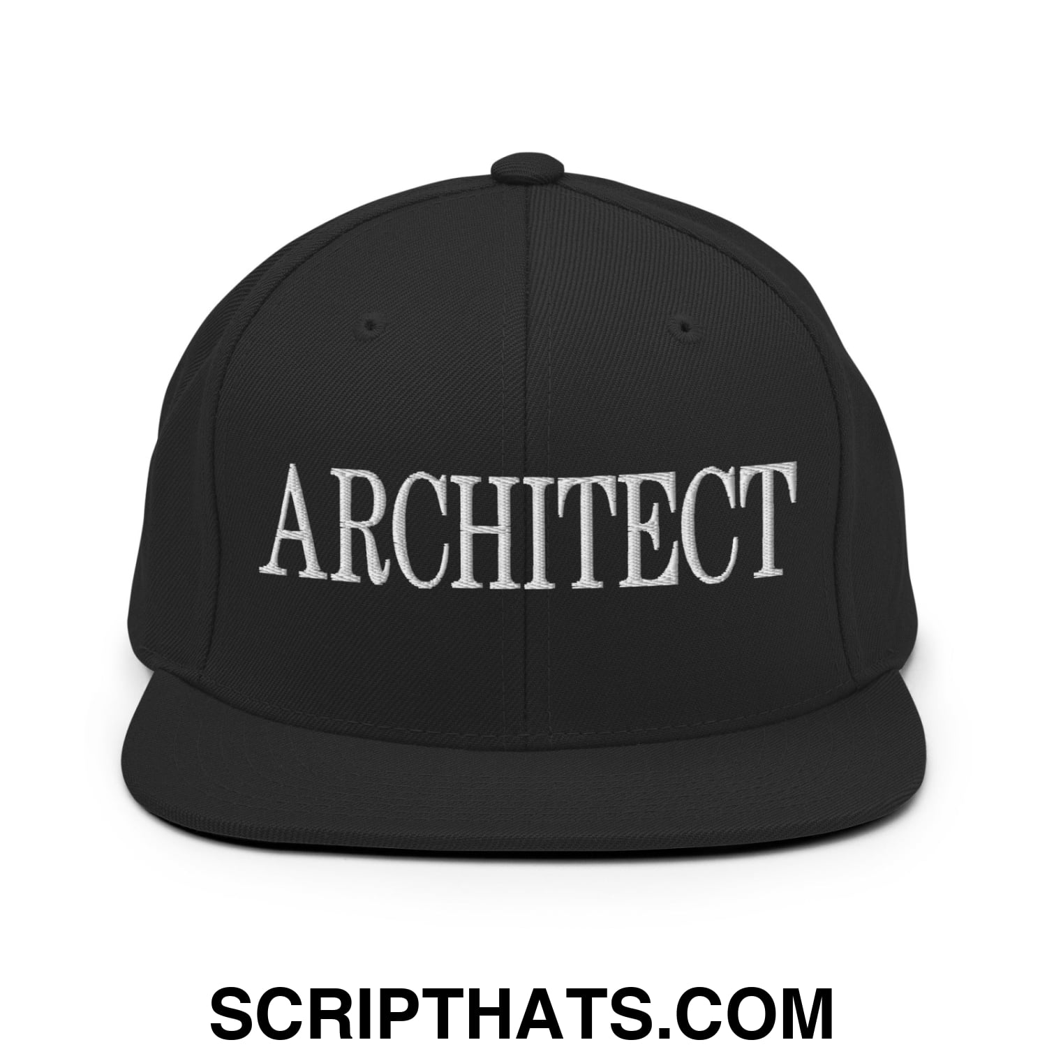 Architect Embroidered Flat Bill Brim Snapback Hat Black