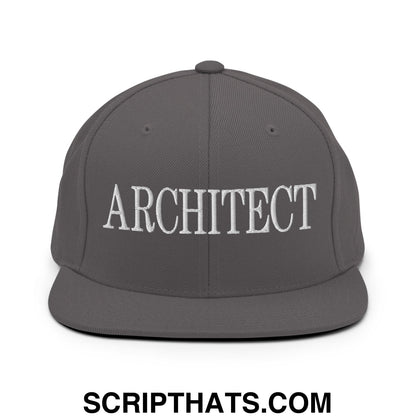 Architect Embroidered Flat Bill Brim Snapback Hat Dark Grey