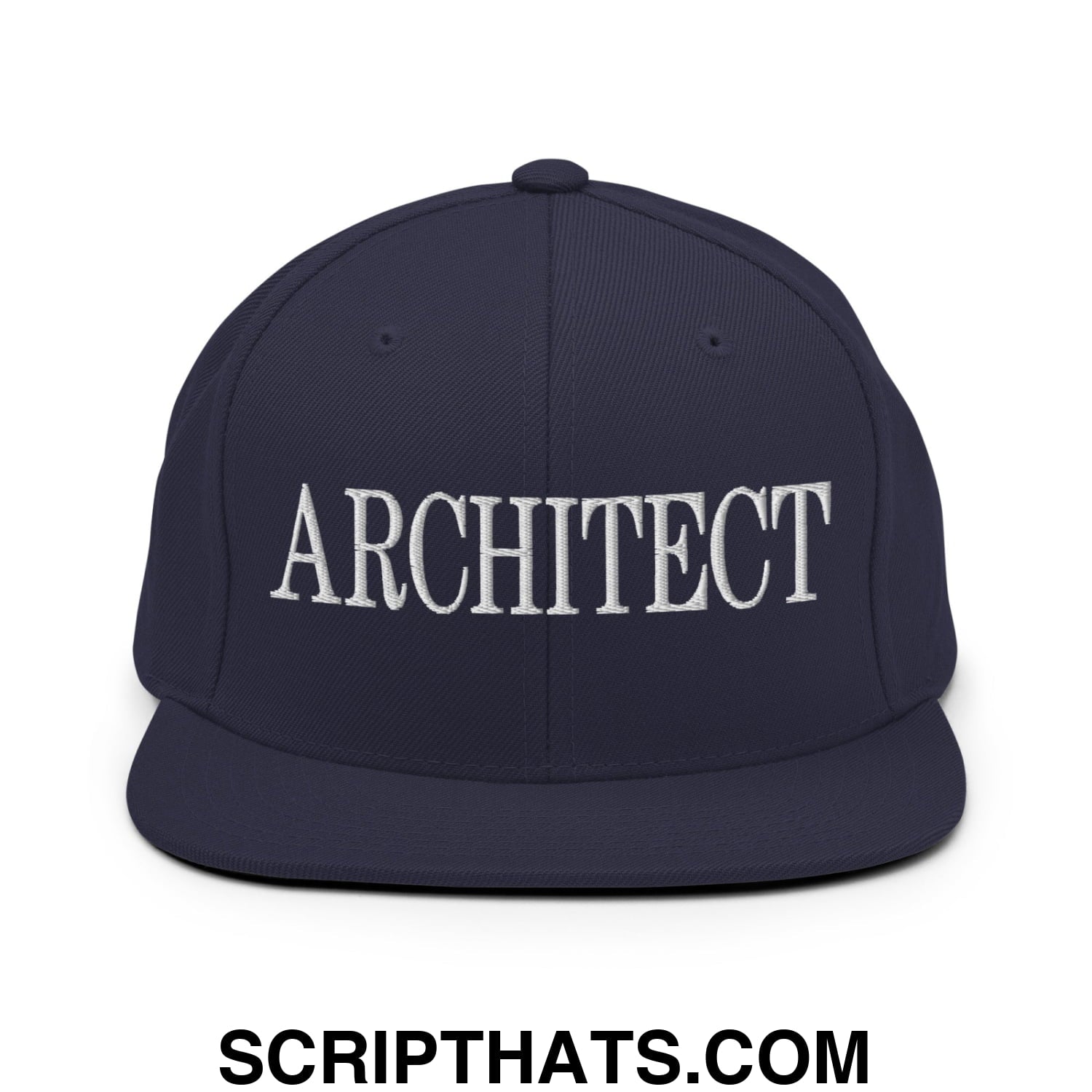 Architect Embroidered Flat Bill Brim Snapback Hat Navy