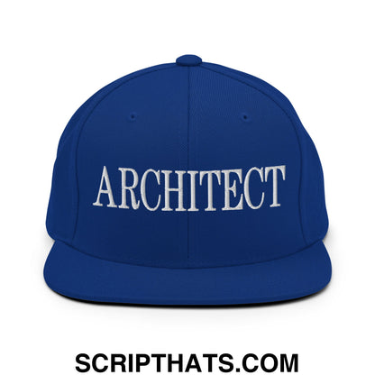 Architect Embroidered Flat Bill Brim Snapback Hat Royal Blue