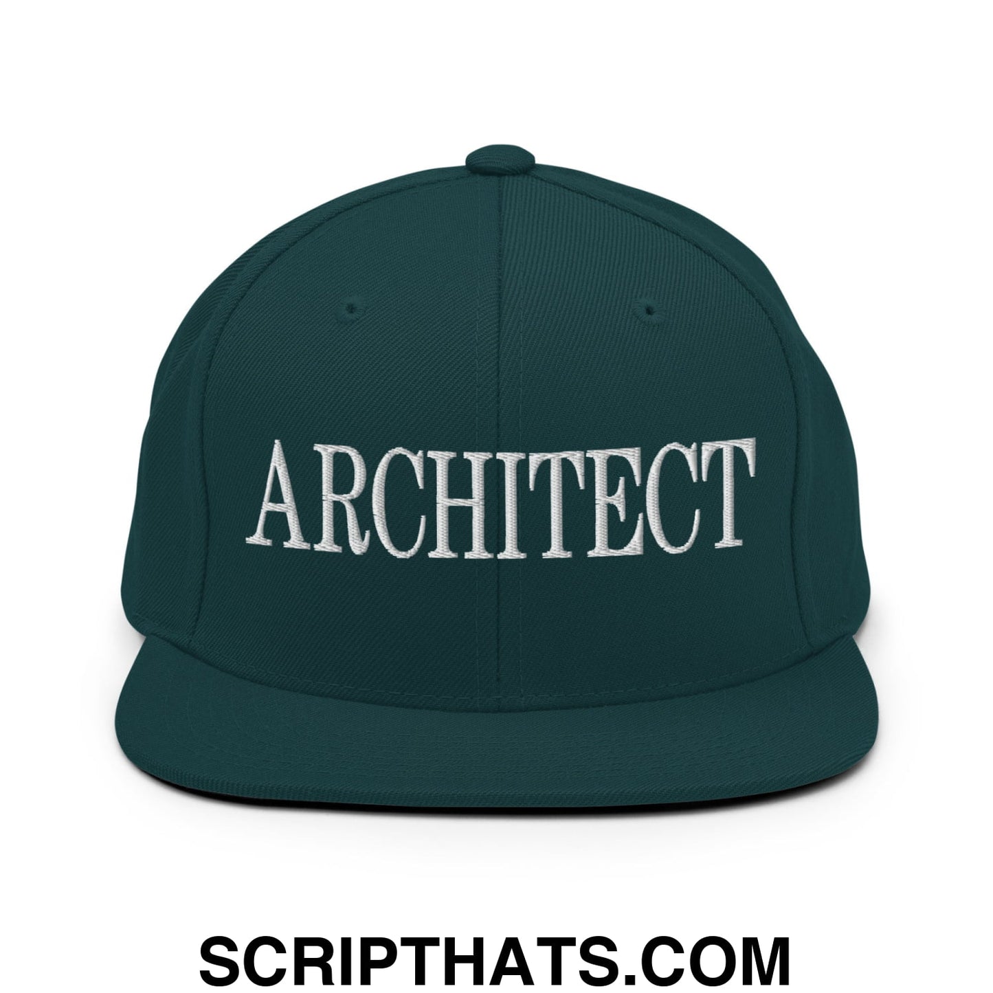 Architect Embroidered Flat Bill Brim Snapback Hat Spruce