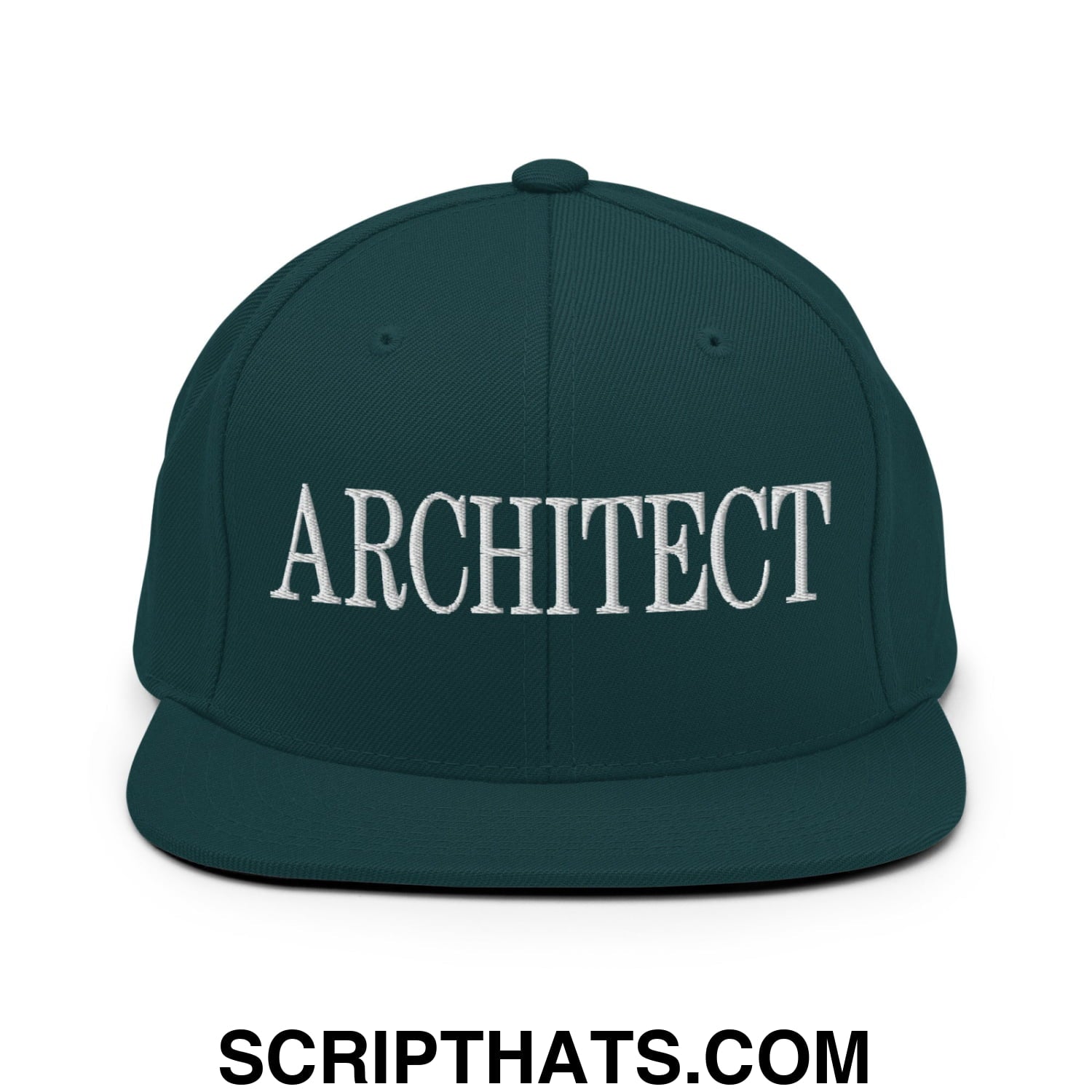 Architect Embroidered Flat Bill Brim Snapback Hat Spruce