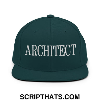 Architect Embroidered Flat Bill Brim Snapback Hat Spruce