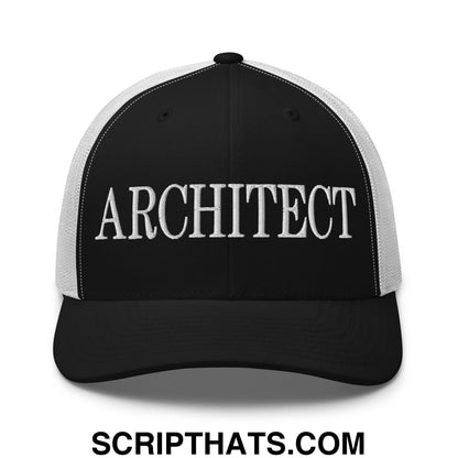 Architect Embroidered Mesh Trucker Hat Black White