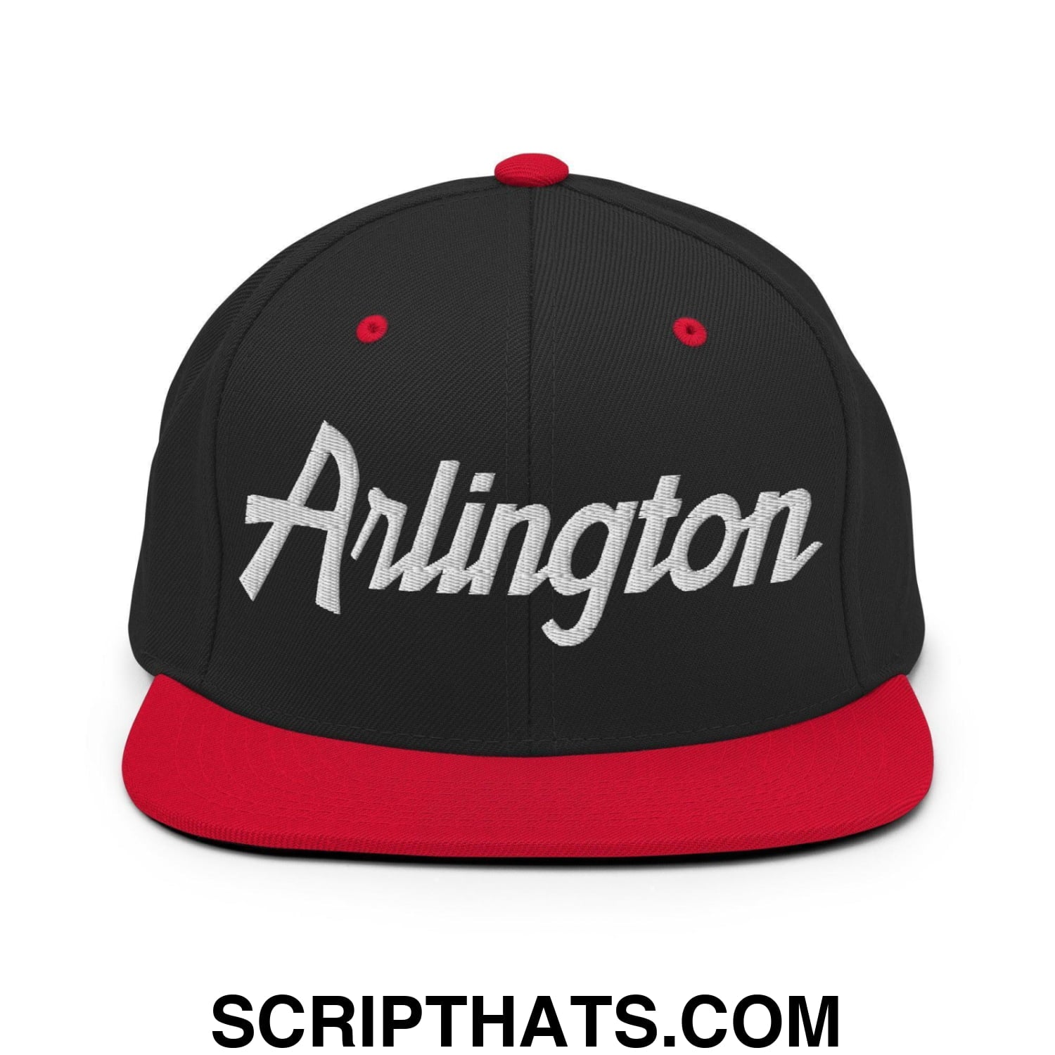 Arlington Script Snapback Hat Black Red