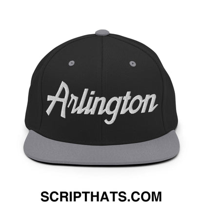 Arlington Script Snapback Hat Black Silver