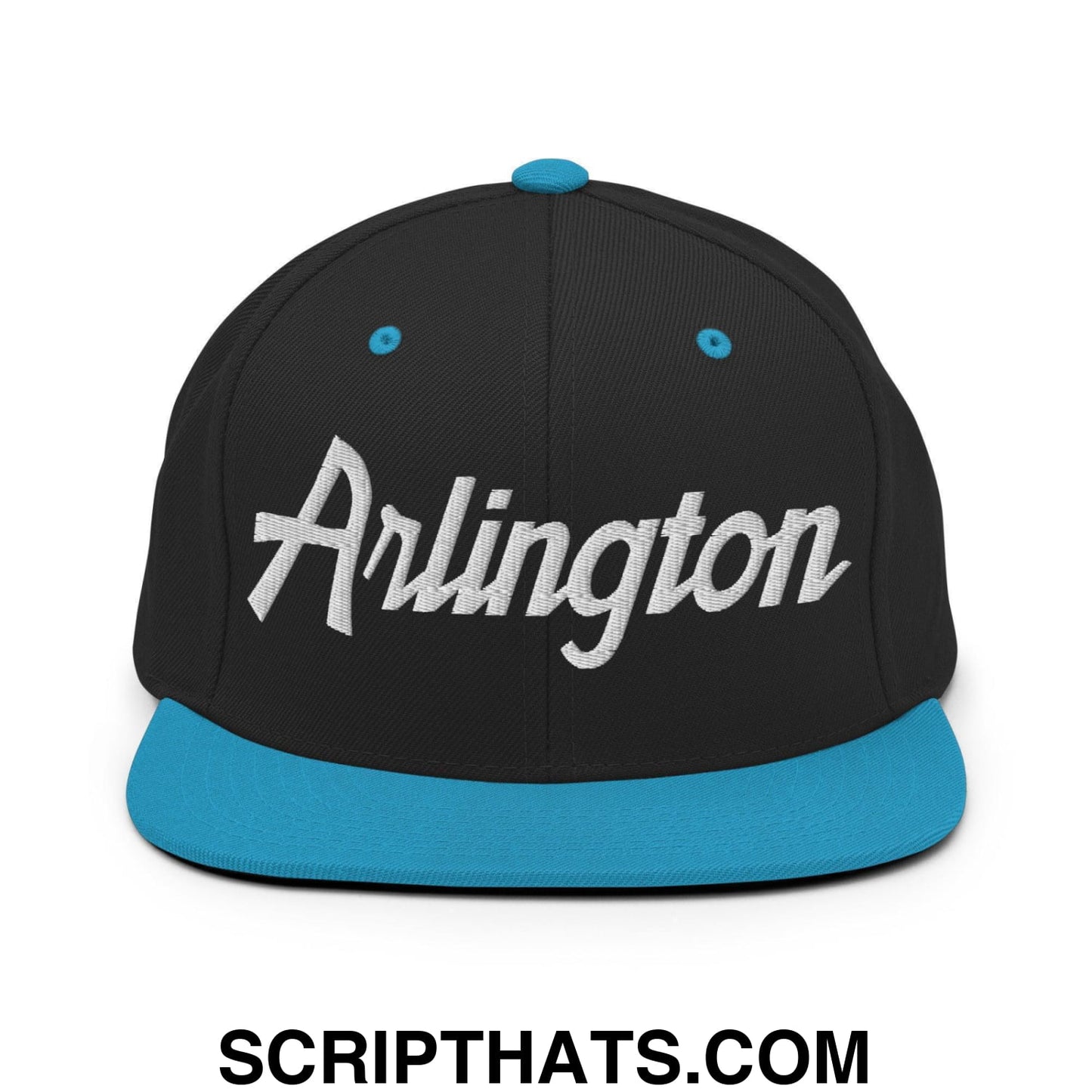 Arlington Script Snapback Hat Black Teal