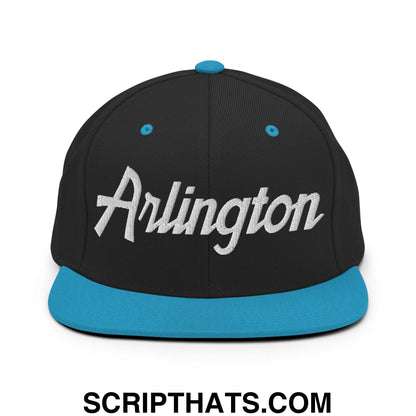 Arlington Script Snapback Hat Black Teal