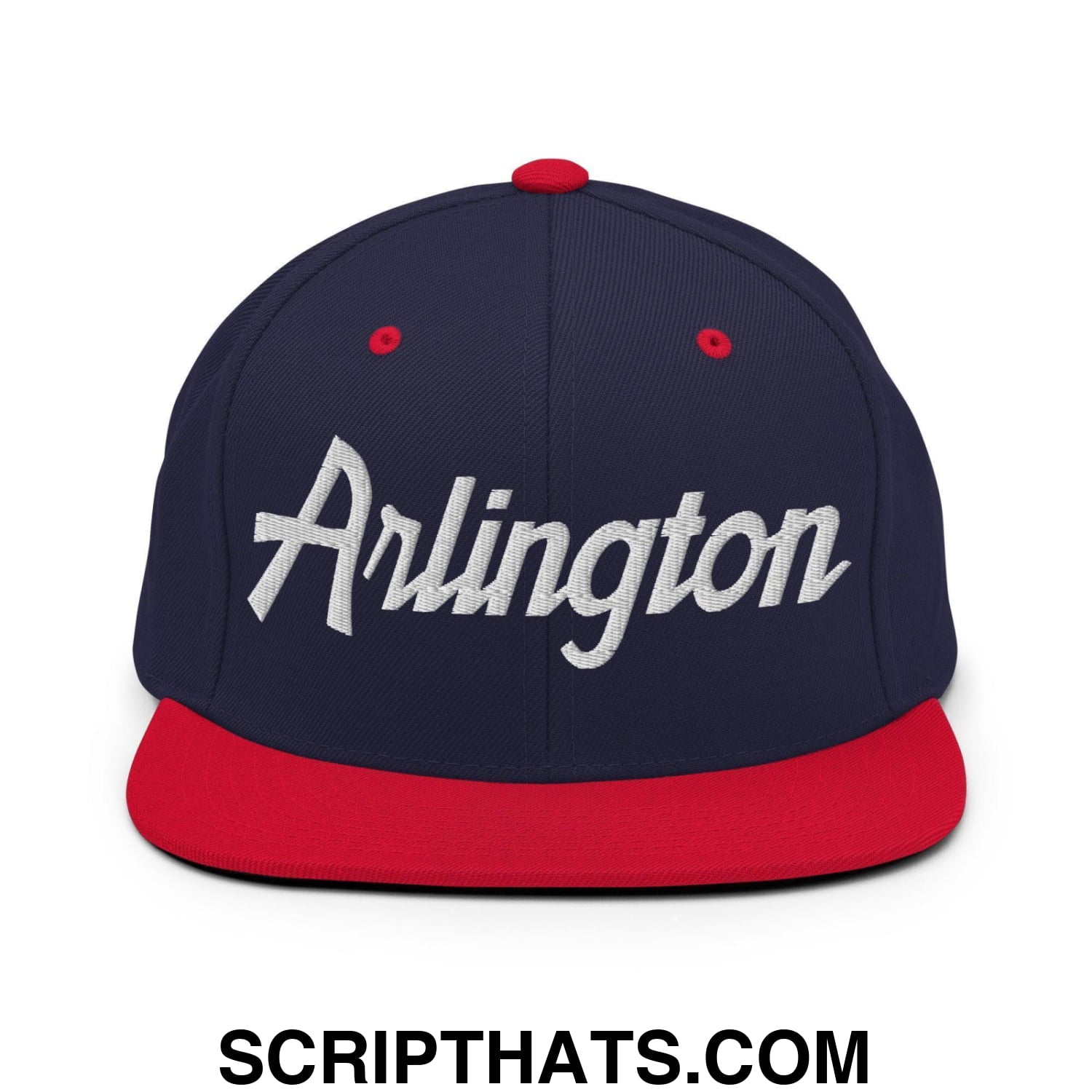 Arlington Script Snapback Hat Navy Red