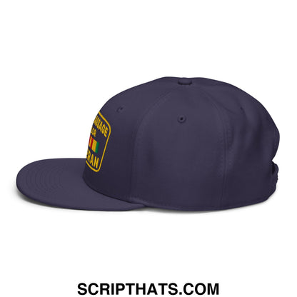 Asian Massage Parlor Veteran Embroidered Flat Brim Bill Snapback Hat Navy blue