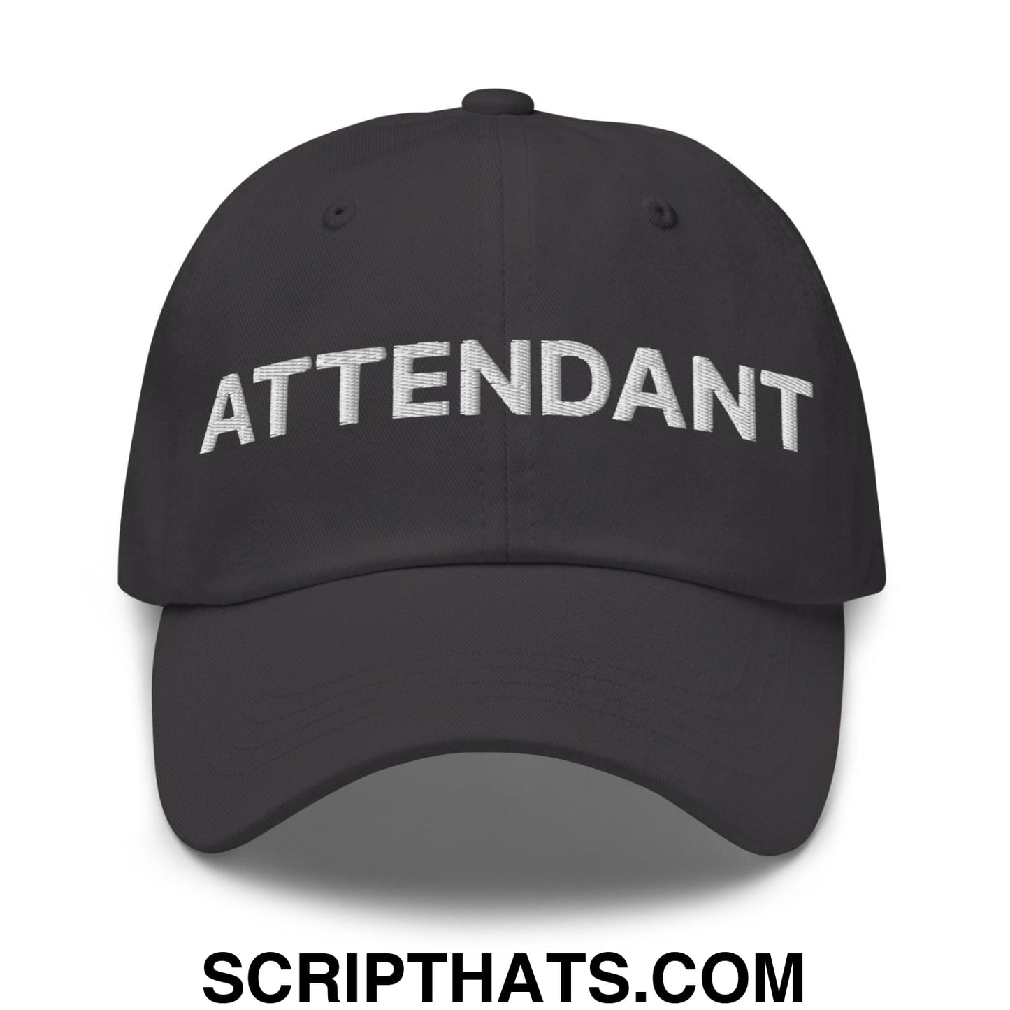 Attendant Uniform Work Embroidered Dad Hat Dark Grey