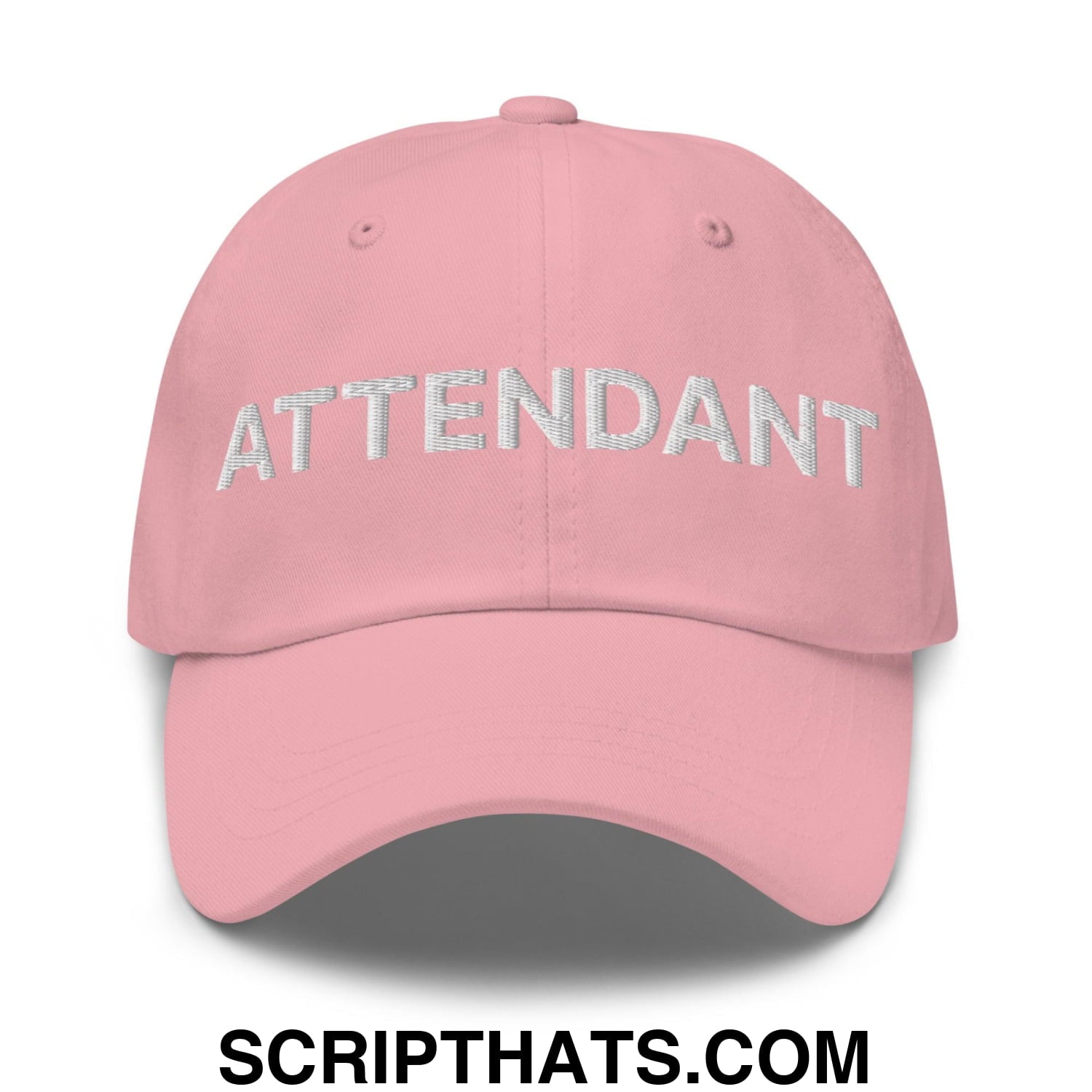 Attendant Uniform Work Embroidered Dad Hat Pink