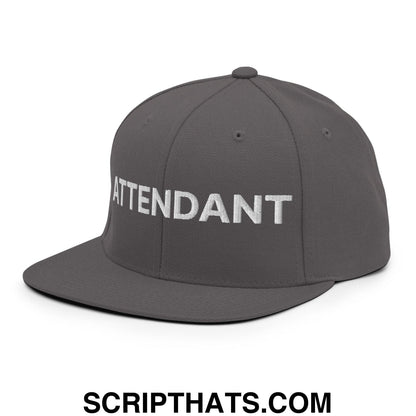 Attendant Uniform Work Embroidered Flat Bill Brim Snapback Hat Dark Grey