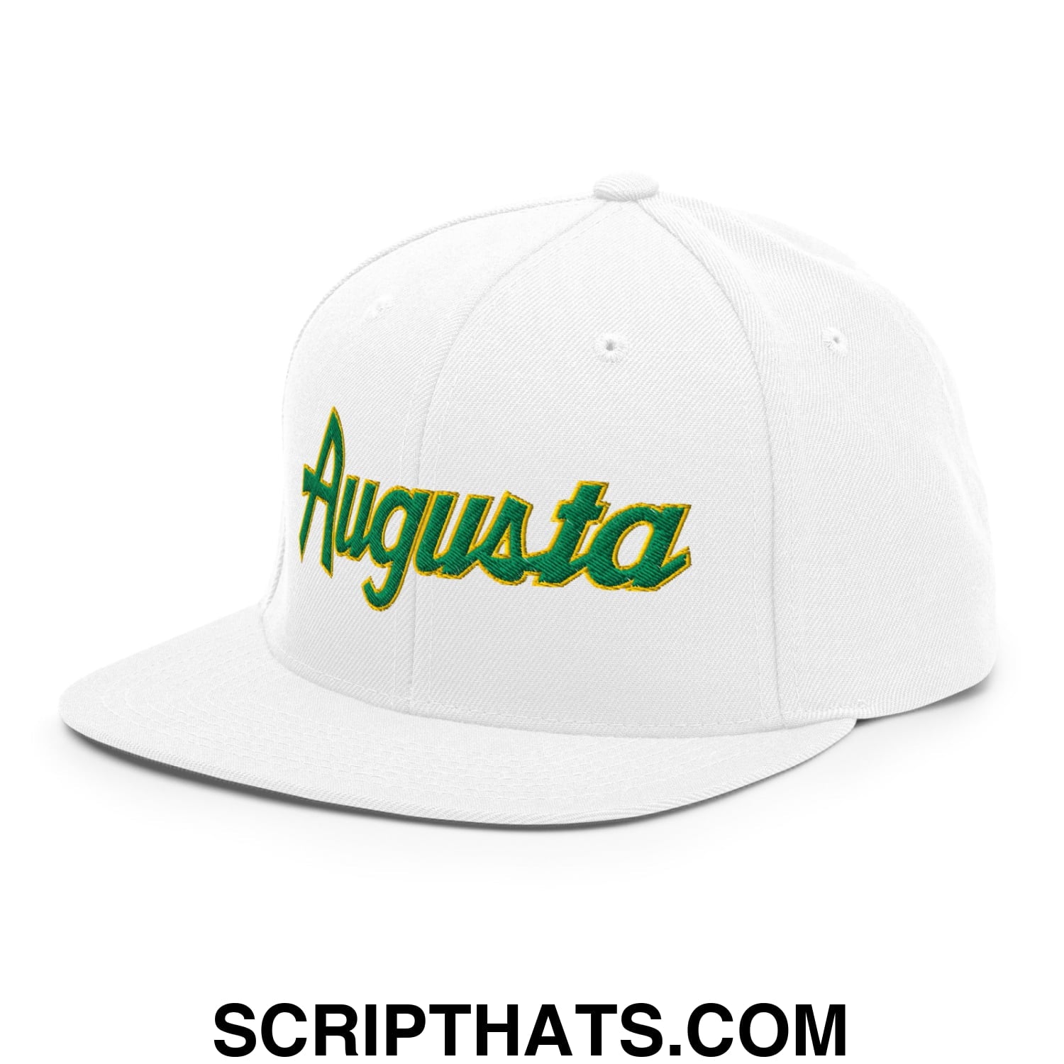 Augusta Vintage Sports Script Embroidered Flat Bill Brim Snapback Hat Default Title