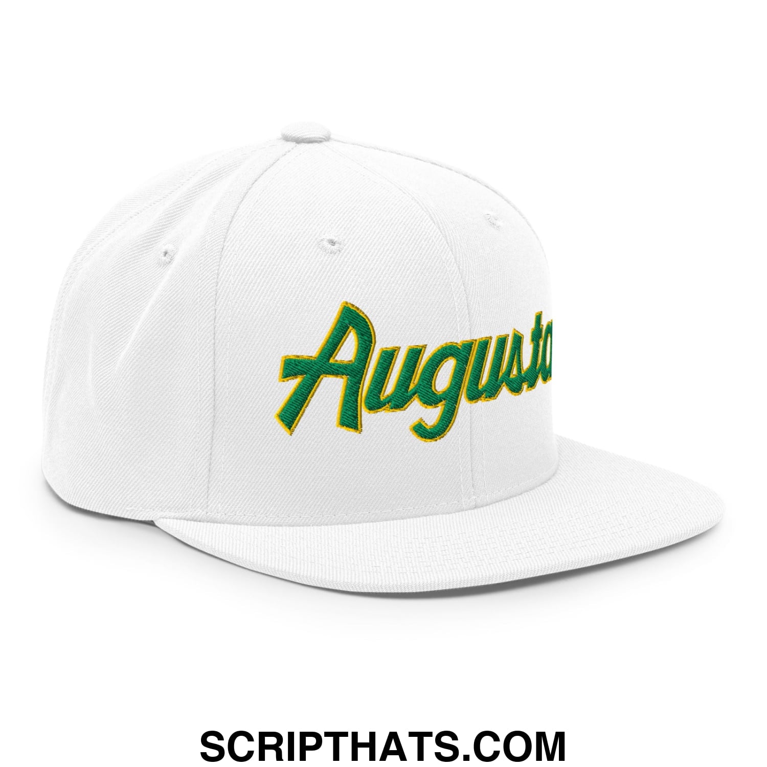 Augusta Vintage Sports Script Embroidered Flat Bill Brim Snapback Hat Default Title