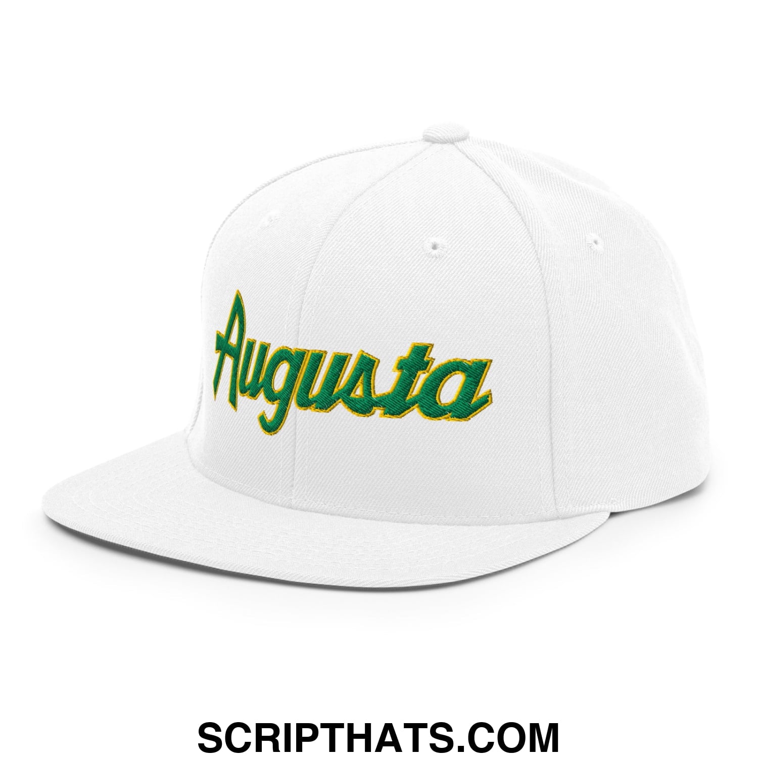 Augusta Vintage Sports Script Embroidered Flat Bill Brim Snapback Hat Default Title