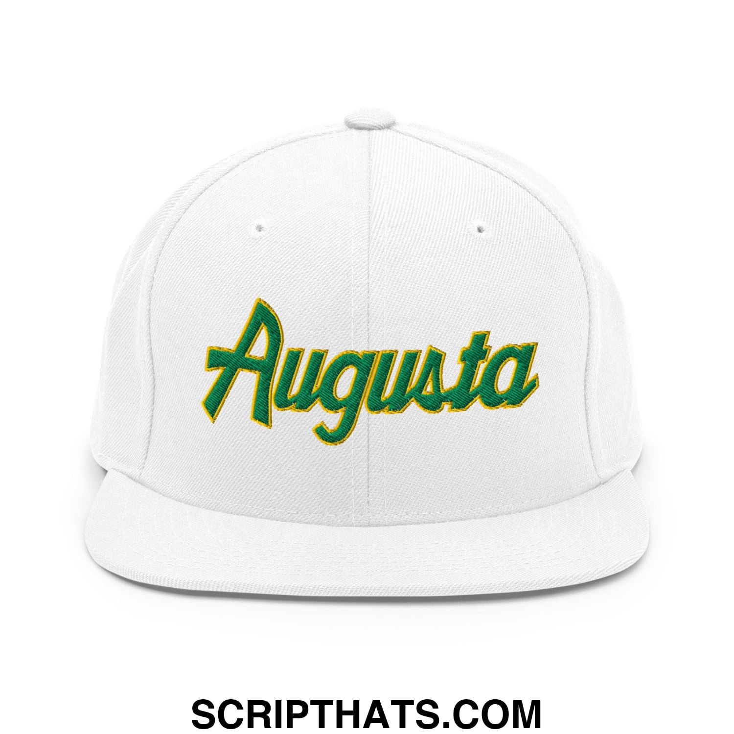 Augusta Vintage Sports Script Embroidered Flat Bill Brim Snapback Hat Default Title