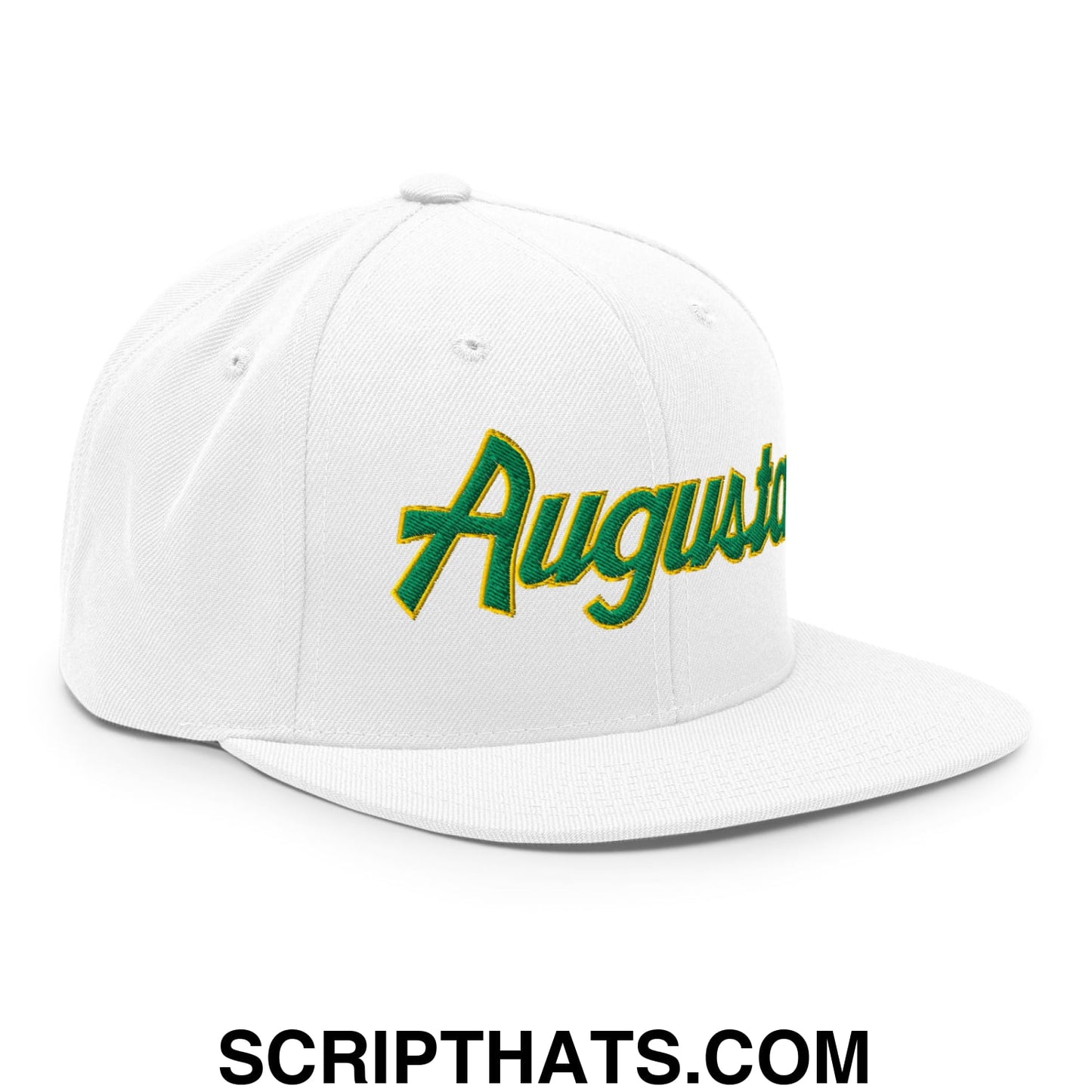 Augusta Vintage Sports Script Embroidered Flat Bill Brim Snapback Hat Default Title