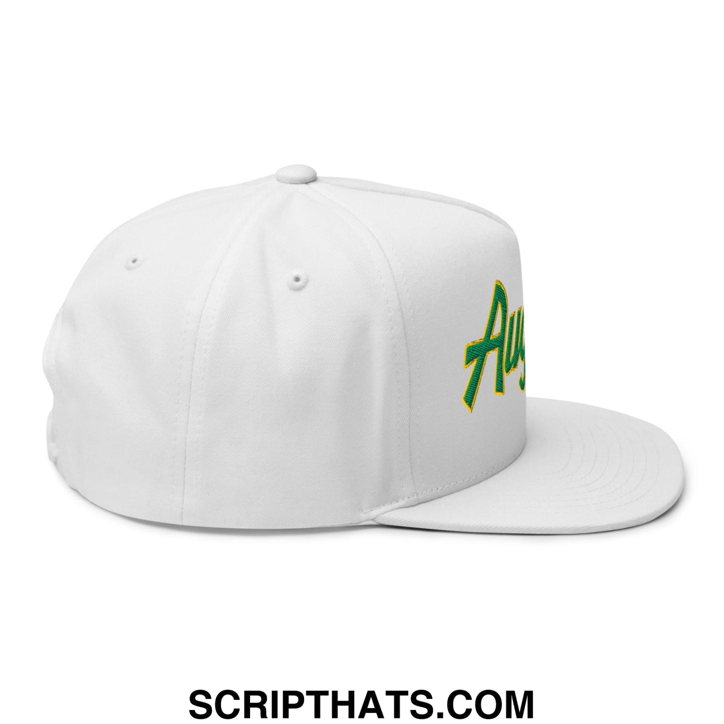 Augusta Vintage Sports Script Embroidered Flat Brim Bill Golf 5 Panel Snapback Hat Default Title