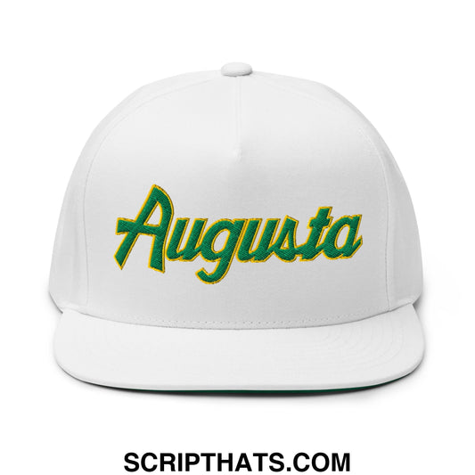 Augusta Vintage Sports Script Embroidered Flat Brim Bill Golf 5 Panel Snapback Hat Default Title