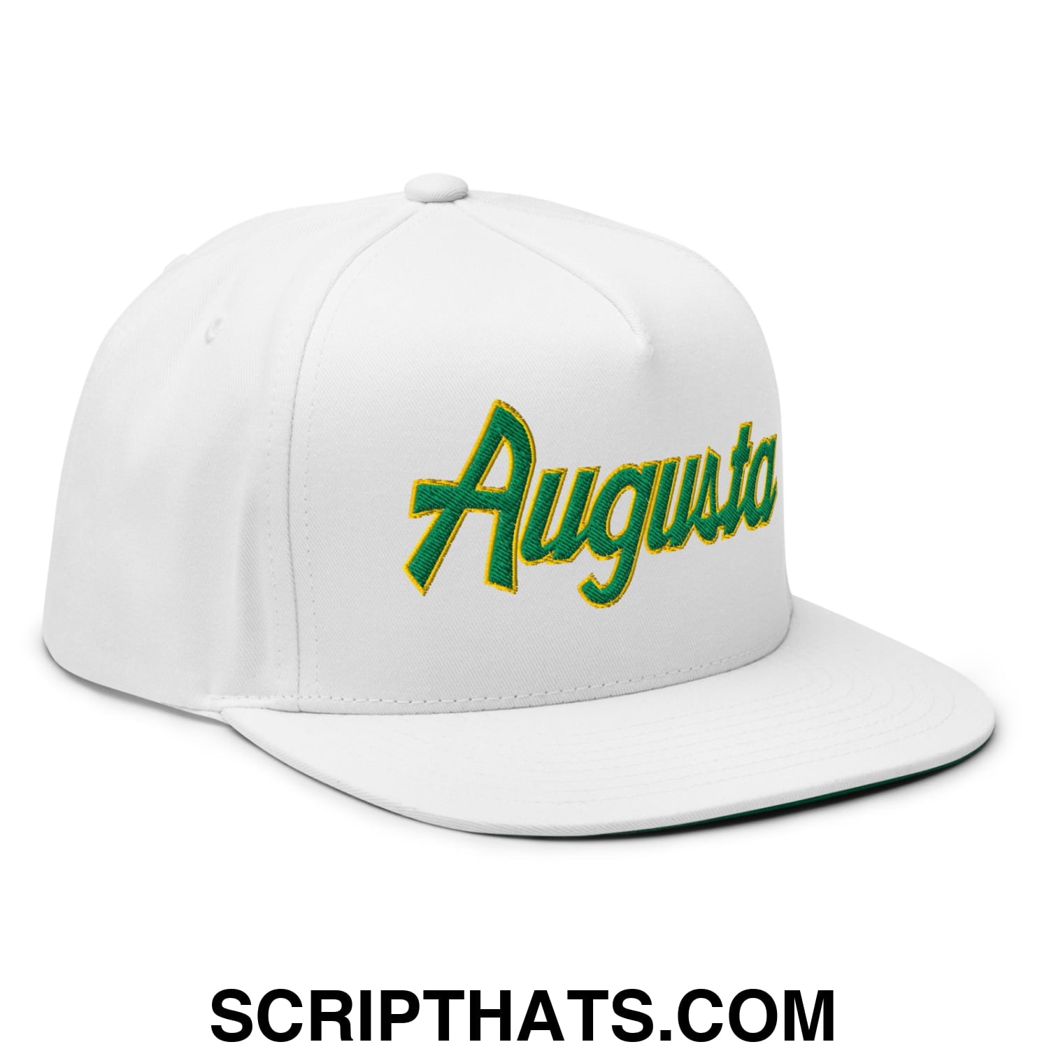 Augusta Vintage Sports Script Embroidered Flat Brim Bill Golf 5 Panel Snapback Hat Default Title