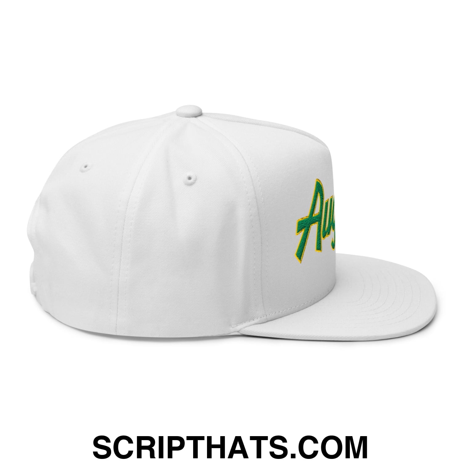 Augusta Vintage Sports Script Embroidered Flat Brim Bill Golf 5 Panel Snapback Hat Default Title