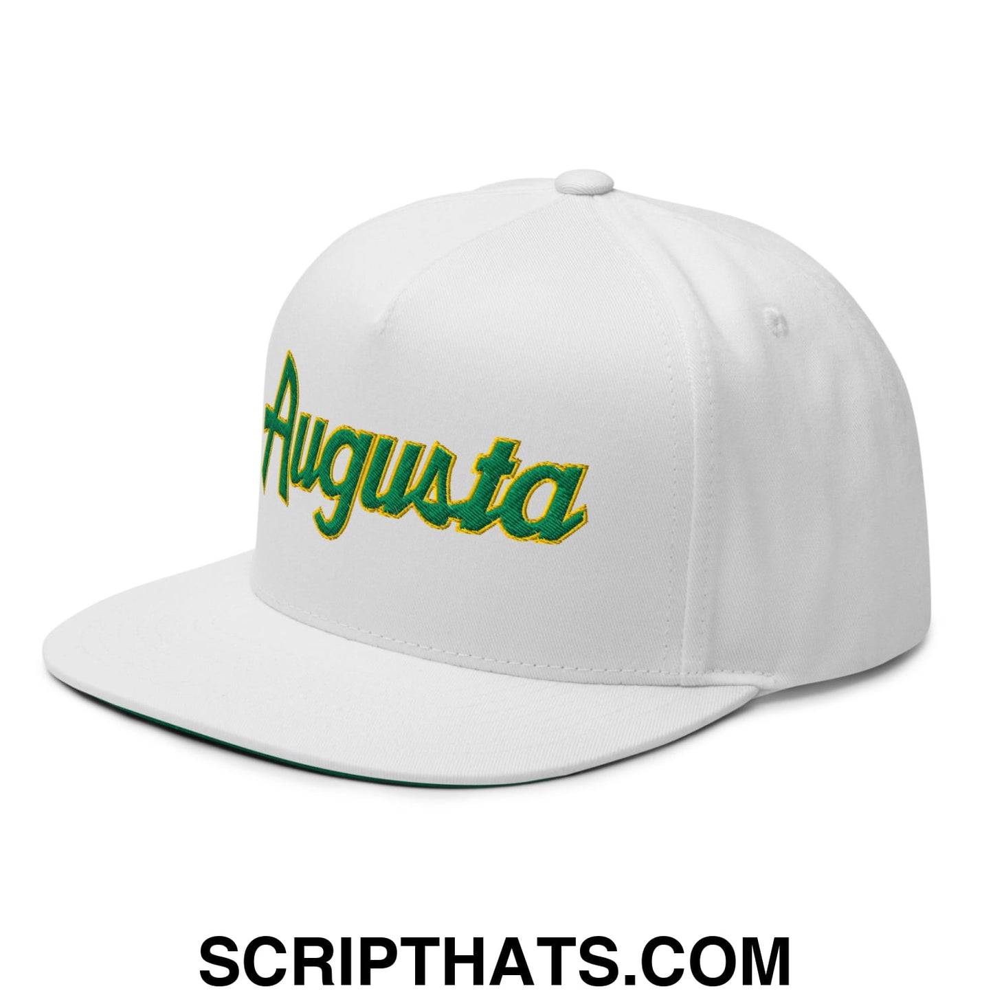 Augusta Vintage Sports Script Embroidered Flat Brim Bill Golf 5 Panel Snapback Hat Default Title