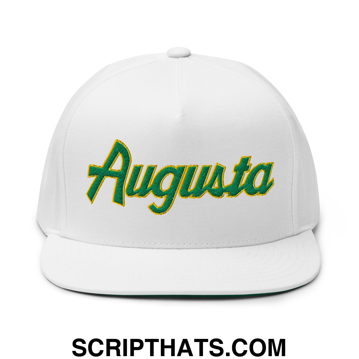Augusta Vintage Sports Script Embroidered Flat Brim Bill Golf 5 Panel Snapback Hat Default Title