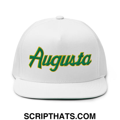 Augusta Vintage Sports Script Embroidered Flat Brim Bill Golf 5 Panel Snapback Hat Default Title