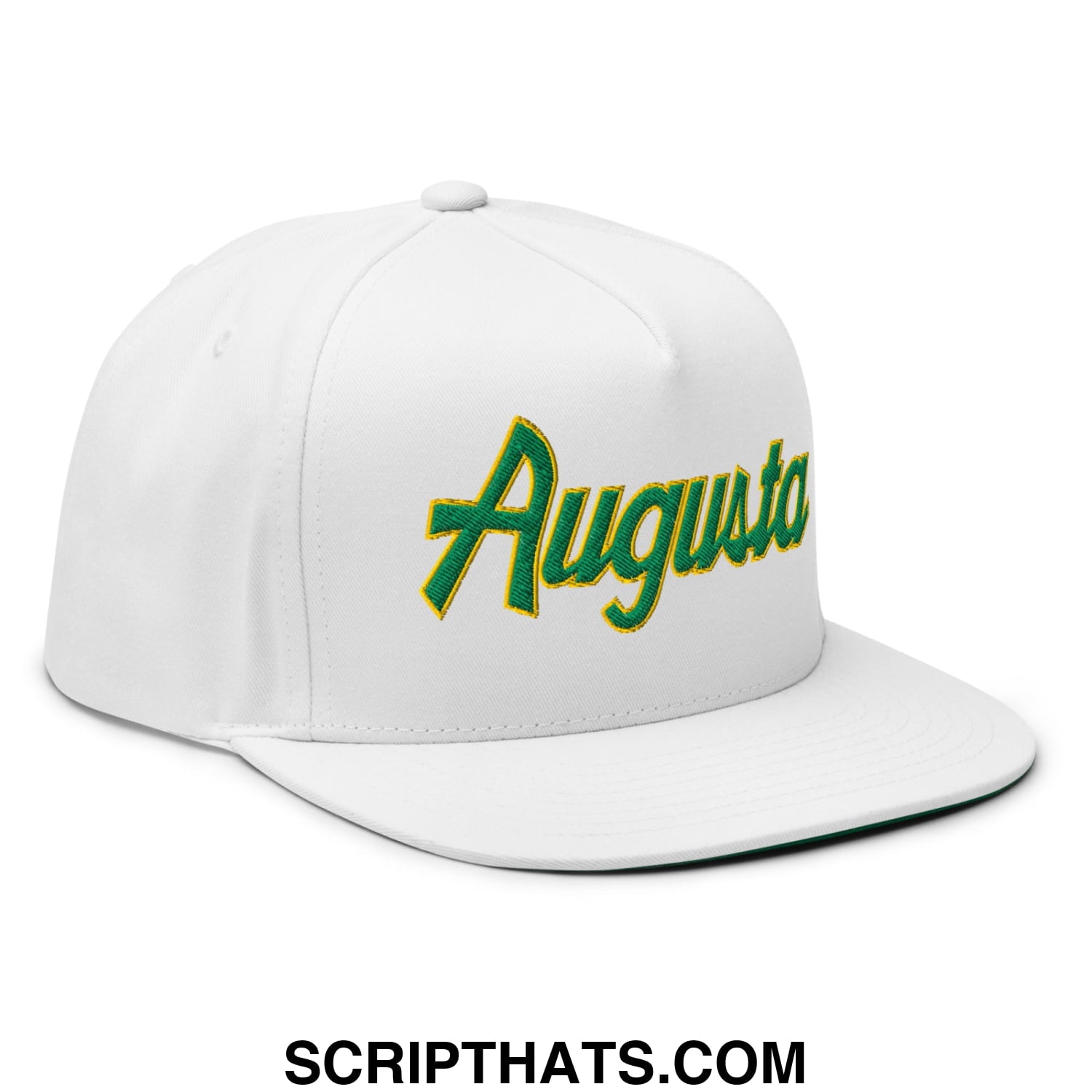 Augusta Vintage Sports Script Embroidered Flat Brim Bill Golf 5 Panel Snapback Hat Default Title