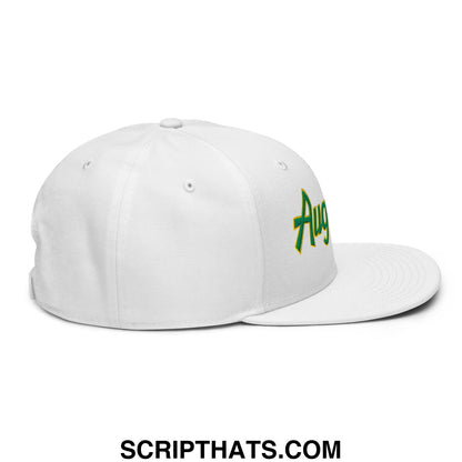 Augusta Vintage Sports Script Embroidered Flat Brim Bill Snapback Hat White